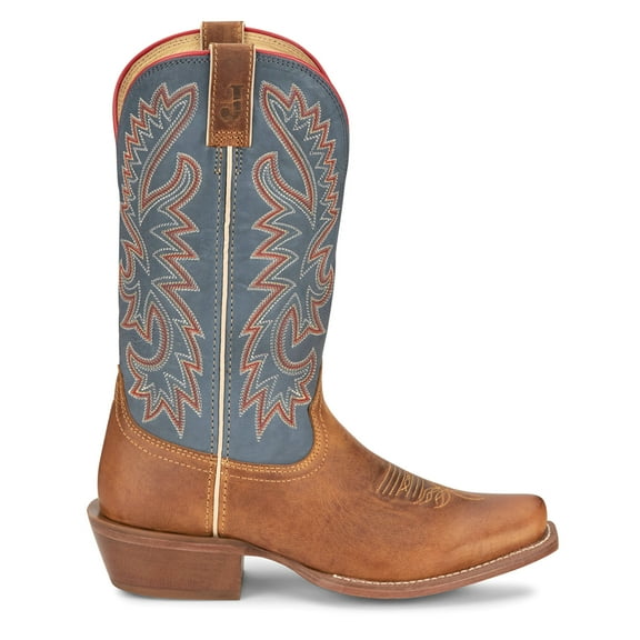 Justin Boots Mens Show Off Embroidered Square Toe Cowboy  Mid Calf Boots