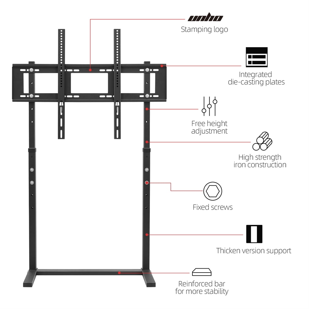 Wisfor 32-100" TV Floor Stand Portable LED LCD HD Flat TV Mount Bracket, Height Adjustable