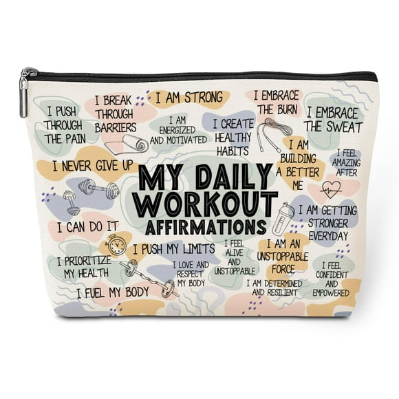 Bolsa de maquillaje Jeilink Daily Affirmations para mujer, algodón