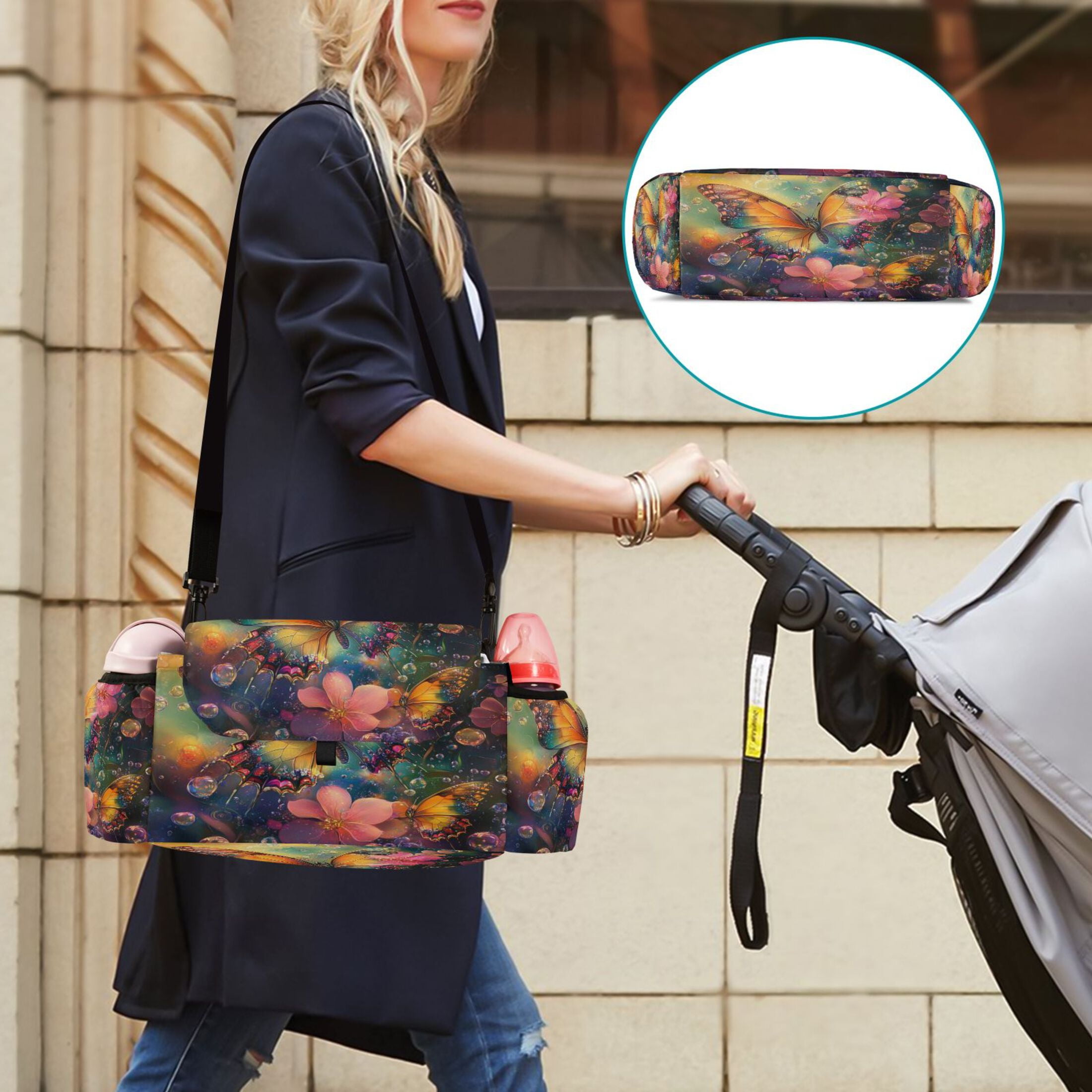 DIXRUYEE Stroller Organizer Whispers Of Spring Printed