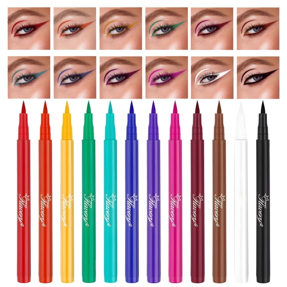 Suerbeaty 12 Color Matte Liquid Eyeliner Set, Quick-Dry Long Wear with Brush Tip