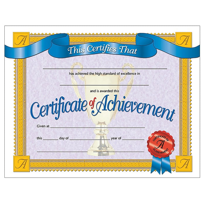 Hayes Achievement Certificate, 8.5" x 11", Pack of 30