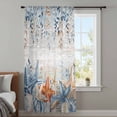 thumbnail image 3 of Blue Coastal Sheer Curtains 54" Long, Summer Beach Starfish Weeping Eucalyptus Vintage Light Filering Curtains, Breathable Simi Curtain Privacy Drapes for Kitchen Bathroom Small Window Treatment, 3 of 9