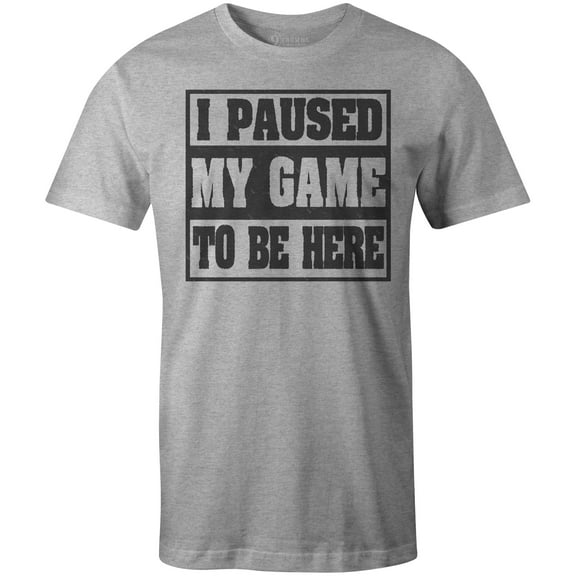 9 Crowns Tees I Paused My Game To Be here Funny Gamer T-Shirt (Paused 1 Htr Gray, Small)