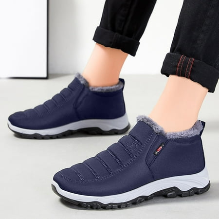 

Snow Boots Fashion Winter Men Snow Boots Flat Bottom Non Slip Waterproof Solid Color Plush Warm And Comfortable