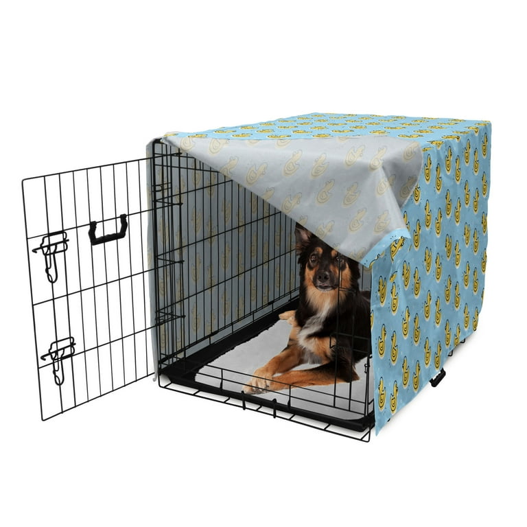 Yellow Bird Dog Crate Cover, Simplistic Pattern with Rubber Toy Duck  Drawing, Easy to Use Pet Kennel Cover Small Dogs Puppies Kittens, 7 Sizes,  Pale