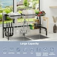 thumbnail image 6 of Costway Over Sink Dish Drying Rack 2 Tier Adjustable (21''-39'') Length w/ 8 Hooks, 6 of 10