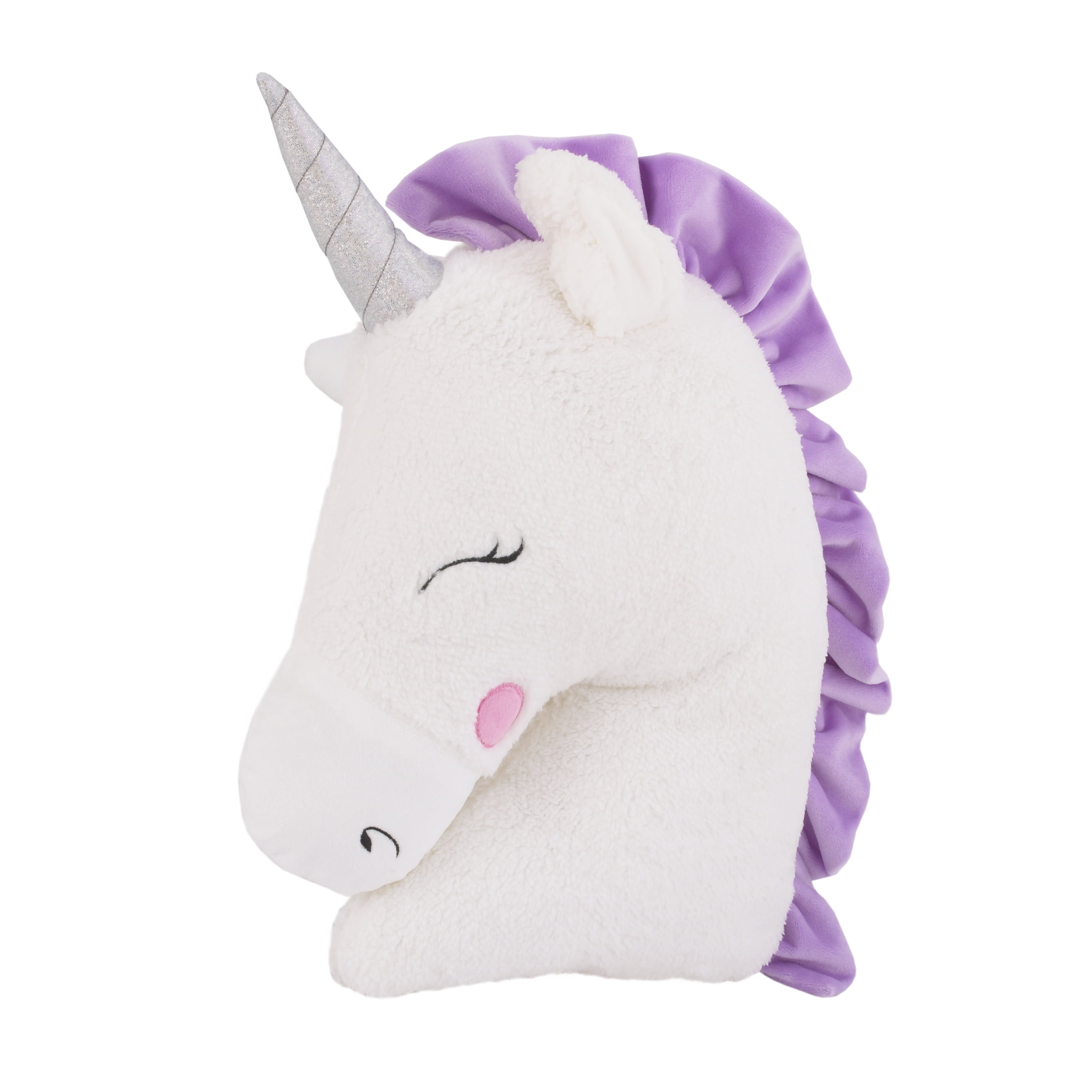 Little Love by NoJo Unicorn Shaped Plush Pillow, Soft Sherpa, 14.75" x 16"