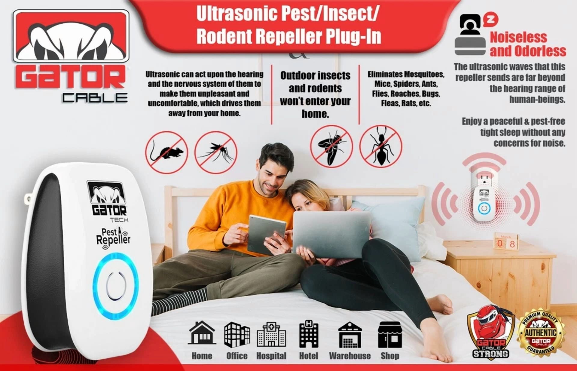 CRESTIN- Ultrasonic Pest Insect Rodent Repeller Electronic Plug-In Mice Rat Cockroach Bug