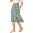 thumbnail image 4 of Unique Bargains Jupe Midi Trapèze pour Femme, Imprimé Feuilles, Sarcelle, TG, 4 of 7