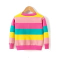thumbnail image 4 of 2-7T Kids Girls Rainbow V Neck Cardigan Long Sleeve Children Button Sweater Knit Tops Fall Winter Clothes, 4 of 8