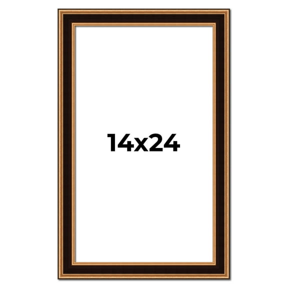 14x24 Frame Gold Brown Plein Air Vintage Solid Wood Picture Frame | 1.75 Inches Moulding Width |