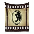 thumbnail image 1 of Old Hollywood Soft Flannel Fleece Throw Blanket, Countdown Illustration of Vintage Scratch Film Strip Number 3, Cozy Plush for Indoor and Outdoor Use, 50" x 70", Brown Camel and Black, by Ambesonne, 1 of 6