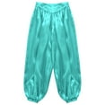 thumbnail image 5 of TiaoBug Girls Wide-Leg Bloomer Palazzo Pants Dancewear Belly Dance Bottoms Tribal Arabic Trousers Light Green 14, 5 of 7