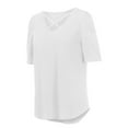 thumbnail image 7 of LEAVINGSUO Summer Tops for Women Ladies Tops Women Casual Short Sleeve Flared Sleeves V-Neck Solid Loose T-Shirt Blouse Tops, 7 of 7