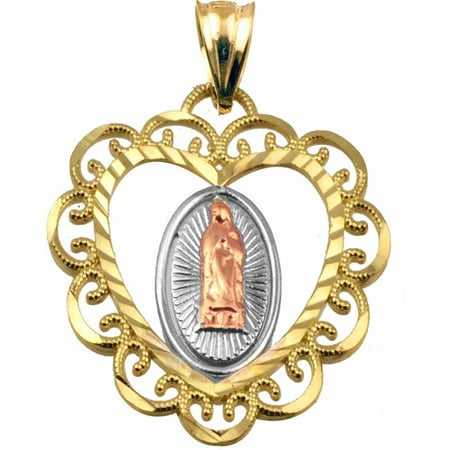 Handcrafted 10kt Tri Color Miraculous Virgin Mary Medal Charm Pendant