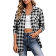 thumbnail image 2 of Caywon Women's Loose Cut Plaid Button-Up Shirt with Chest Pockets, Long Sleeve Casual Flannel Top for Fall Travel and Weekend excursions, 2 of 8