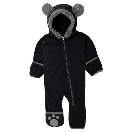 

EHTMSAK Newborn Infant Toddler Baby Kids Long Sleeve Fleece Hooded Romper for Girl Boy Winter Warm Clothes Jumpsuit Black 0-3Y 90