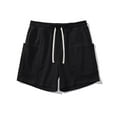thumbnail image 4 of Wyobmus Men's Running Gym Shorts With Pockets Lightweight Cotton Quick Dry Elastic Waist Drawstring Basketball Shorts C-Black, 4 of 7