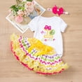 thumbnail image 4 of JAJAHO Baby Girl Clothes Easter Toddler Girls 3 Piece Set Letter Embroidery Short Sleeve Bodysuit Tutu Skirts With Headband 0-24 Months Holiday Celebration Soft Outfit, 4 of 4