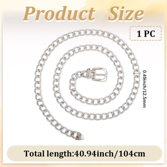 Silver Chain Belt Metal Aluminum Adjustable Women Waist Chain Western Body Waist Link Thin Belts Cuban Chains with Alloy Buckle for Dresses Jeans Jewelry Women Accessories