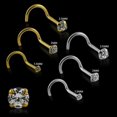 thumbnail image 4 of Piercing de nariz Kody de oro macizo de 14k adornado con una circonita cúbica redonda de 2,5 mm con broche de 4 puntas., 4 of 4