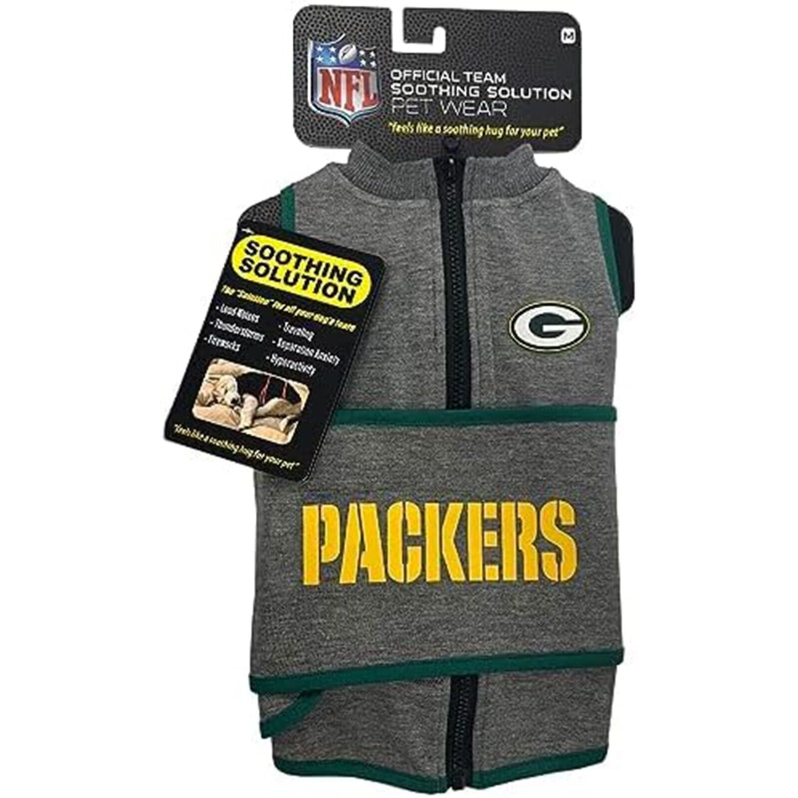 Pets First NFL Green Bay Packers Dog Anxiety Calming Shirt Soothing Solution Vest, Dogs & Cats Keeps Dogs Calm & Feeling Safe, Relaxing Jacket, Xsmall