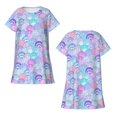 thumbnail image 3 of Bixox Watercolor Sea Shells 1 Pattern Women's Nightgown, Soft & Breathable Sleepwear, Round Neck Knee-Length Pajama Dress,Loungewear for Home & Sleep, 3 of 7