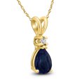 thumbnail image 2 of SZUL Women's 14K Yellow Gold 6x4MM Pear Sapphire and Diamond Pendant, 2 of 5