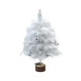 thumbnail image 2 of Hometravel Mini Feather Christmas Tree, 18-Inch Tabletop Artificial Tree with LED Lights, Battery Powered Display with Hanging Ornaments, 2 of 9