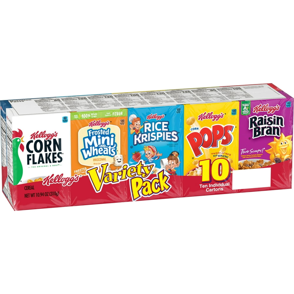 Kellogg's Breakfast Cereal, Assorted Variety Pack, Single Serve, 10 Ct ...