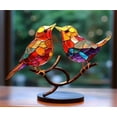 thumbnail image 5 of Rungungde Stained Glass Birds On Branch - Double Sided Multicolor Metal Birds Craft Statue Desktop Ornaments, Flat Stained Glass Birds Art Sculpture for Home Office Bedroom Decorations, 5 of 13