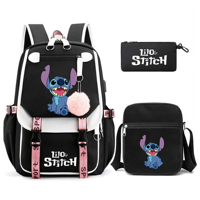 Anime Cartoon Backpack, Suitable For Boys And Girls, With USB Port, Role Playing School Bag, Three Piece Set-siniker