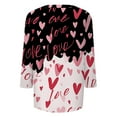 thumbnail image 4 of Resicozy Valentines Shirts for Women 3/4 Sleeve Shirt Funny Love Heart Printed Tee Tunic Tops Casual Fashion V Neck T-Shirts Blouses Vermilion XL, 4 of 6