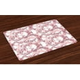 thumbnail image 1 of Ambesonne Floral Place Mats Set of 4, Sketchy Leaves Petals, Standard Size, Maroon Coral and White, 1 of 4