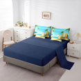thumbnail image 5 of Castle Fairy Simple Pastel Surfboard 7-Piece Twin Bedding,Seaside Palm Landscape Art Bedding Comforter Set,Gold Blue,Navy Blue Reversible, 5 of 7