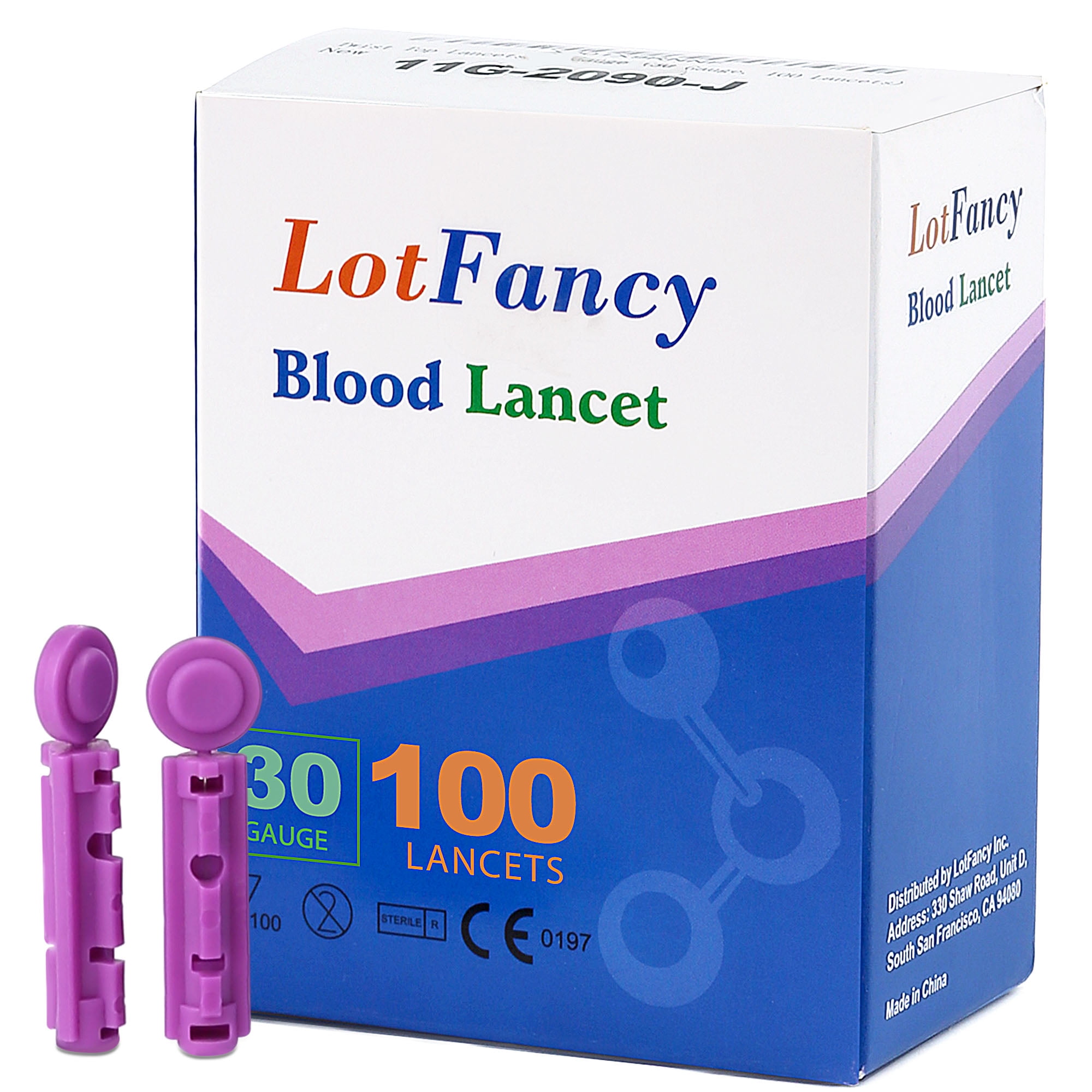 LotFancy Lancets for Diabetes Testing, 30 Gauge, 100-Count Twist Top Lancets for Blood Testing