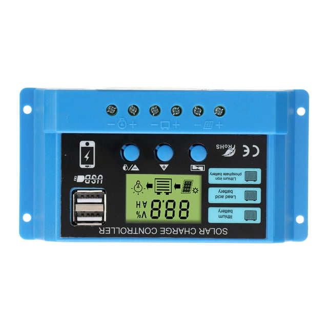 Contrôleur de Charge Solaire, Régulateur de Charge de Panneau Solaire 12V 24V pour Maison RV