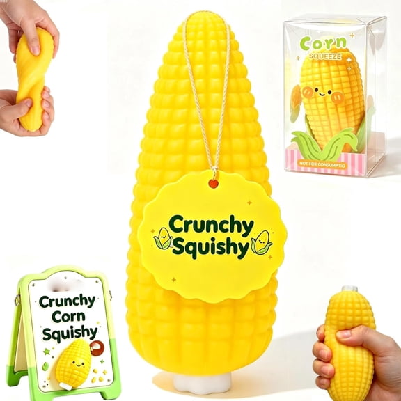 Crunchy Corn Squishy Desk Fidget Toy, Tactile ASMR Feel Sensory Squeeze Stress Ball for Adults Novelty Relaxation Play