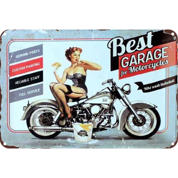 Letrero Hojalata Motocicleta Metal Pintura Hierro Rectangular Pared para Y Bar 30x20cm