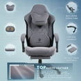 thumbnail image 4 of GOOSEA Fabric Gaming Chair with Heated Massage Lumbar Support, Big and Tall Game Chair for Adults, High Back PC Chair with Pocket Spring Cushion and Footrest, Grey, 4 of 10
