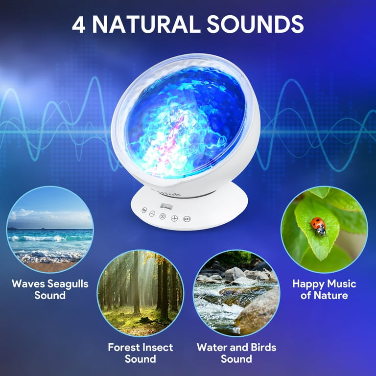 Fugacal Ocean Wave Projector LED Night Light Lamp With Remote Control For  Kids Gift 