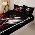 thumbnail image 3 of Castle Fairy Graffiti Dirt Bike Zipper Twin Comforter Sets with Fitted Sheet and 2 Pillowcases,Red Splash Design Zipper Bedding Set for Bedroom,Red Black,4-Piece,Black Reversible, 3 of 6