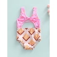 thumbnail image 3 of Baby Girls One-piece Swimsuits, Biscuit/Cake Print Sleeveless V-neck Cutout Bathing Suit Swimwear, 3 of 10