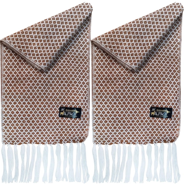 Bufanda Hecha a Mano AlpacaBrownWhite 2Pzas Café/Blanco 170cm x 21cm Hechas a Mano Alpaca.