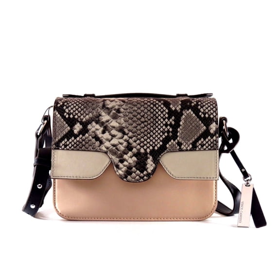 Vince Camuto Zora Crossbody Rich Cream Sand Snake Embossed Leather Handbag