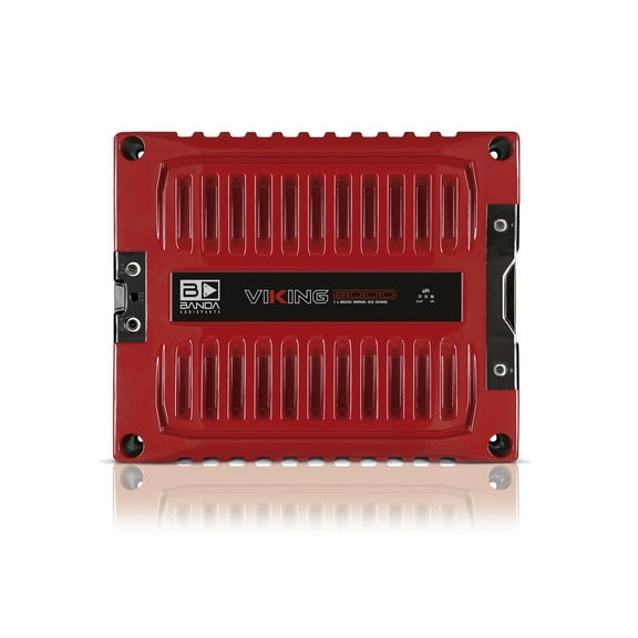 Banda VIK8000.2RED Car Amplifier Audio Speaker 2-Ohms Full Range New Viking 8000 Watts Rms LED Indicator Sound Specialization Aluminum Chassis - Red