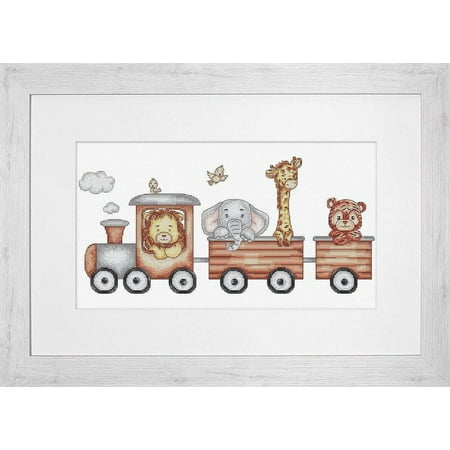 UPC: 4840746023361 | Counted Cross-Stitch Kit Train Journey B1190L Needlework Easy Small By Luca-S Canvas Cotton Brown Animals