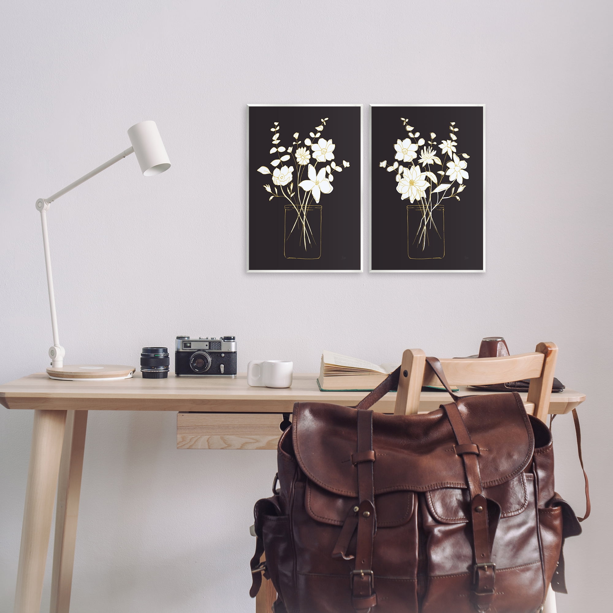 Stupell Industries Minimalist Flower Sketch in Jar Plants & Flowers Painting Unframed Art Print Wall Art, 11 x 14, Set of 2