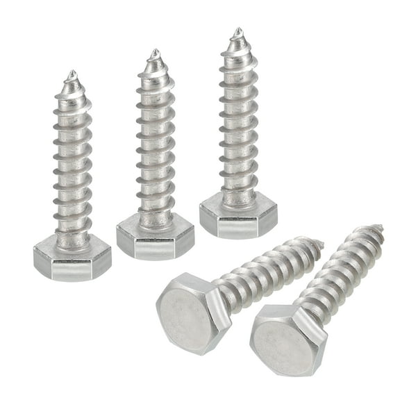 Uxcell Hex Head Lag Screws Bolts, 1/4" x 1-1/4" 304 Stainless Steel Partial Thread Wood Screws, 20 Pack